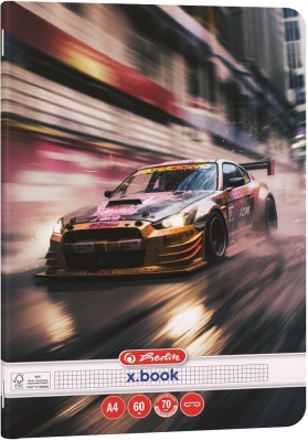 Caiet Herlitz A4, 60 file, patratele, motiv Race cars, diverse modele